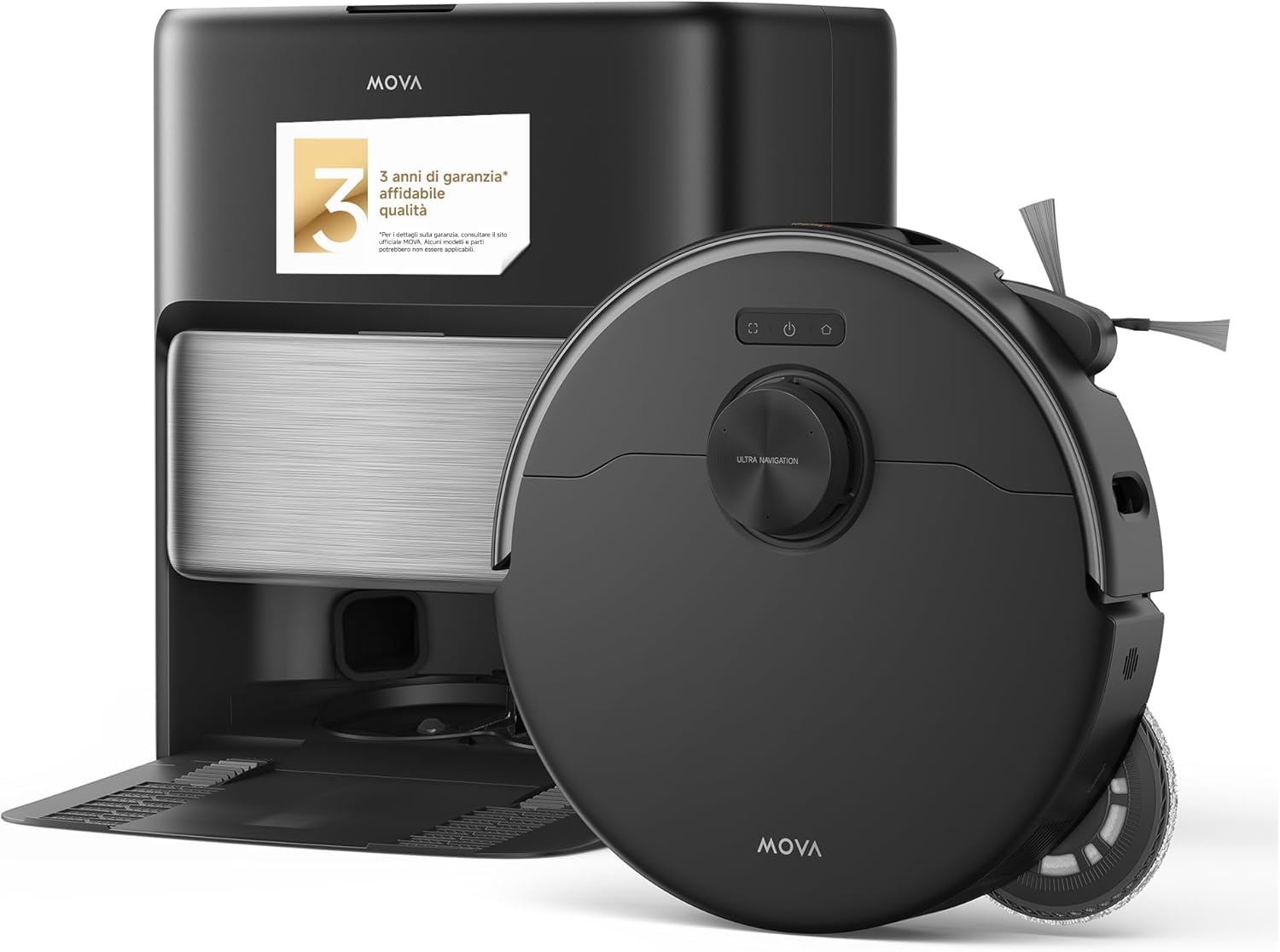 MOVA P70 Pro Ultra Robot Aspirapolvere, Nero | 30.000 Pa, Motore Da 260 Giri/Min Con Pressione Di 12 N, Asciugatura Jetspray Ptc A 100°C, In 1 Ora