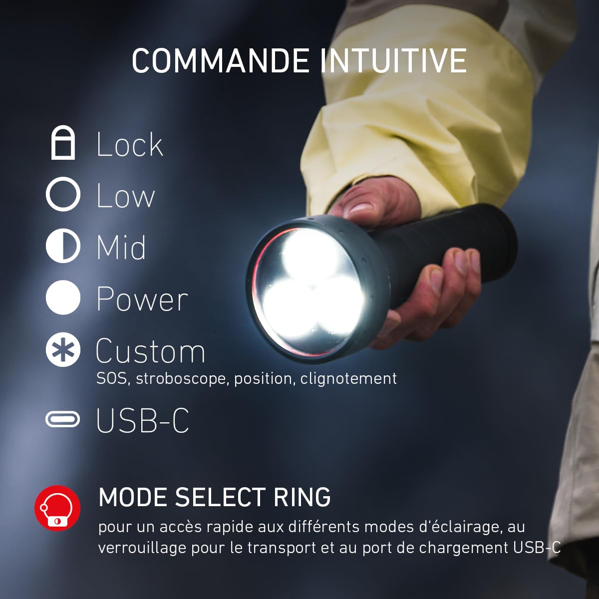Ledlenser P18R Signature LED rechargeable, 7000 lm, 630 m, 8 modes, USB-C, IP68, 45 h – Projecteur extrêmement lumineux pour extérieur, camping