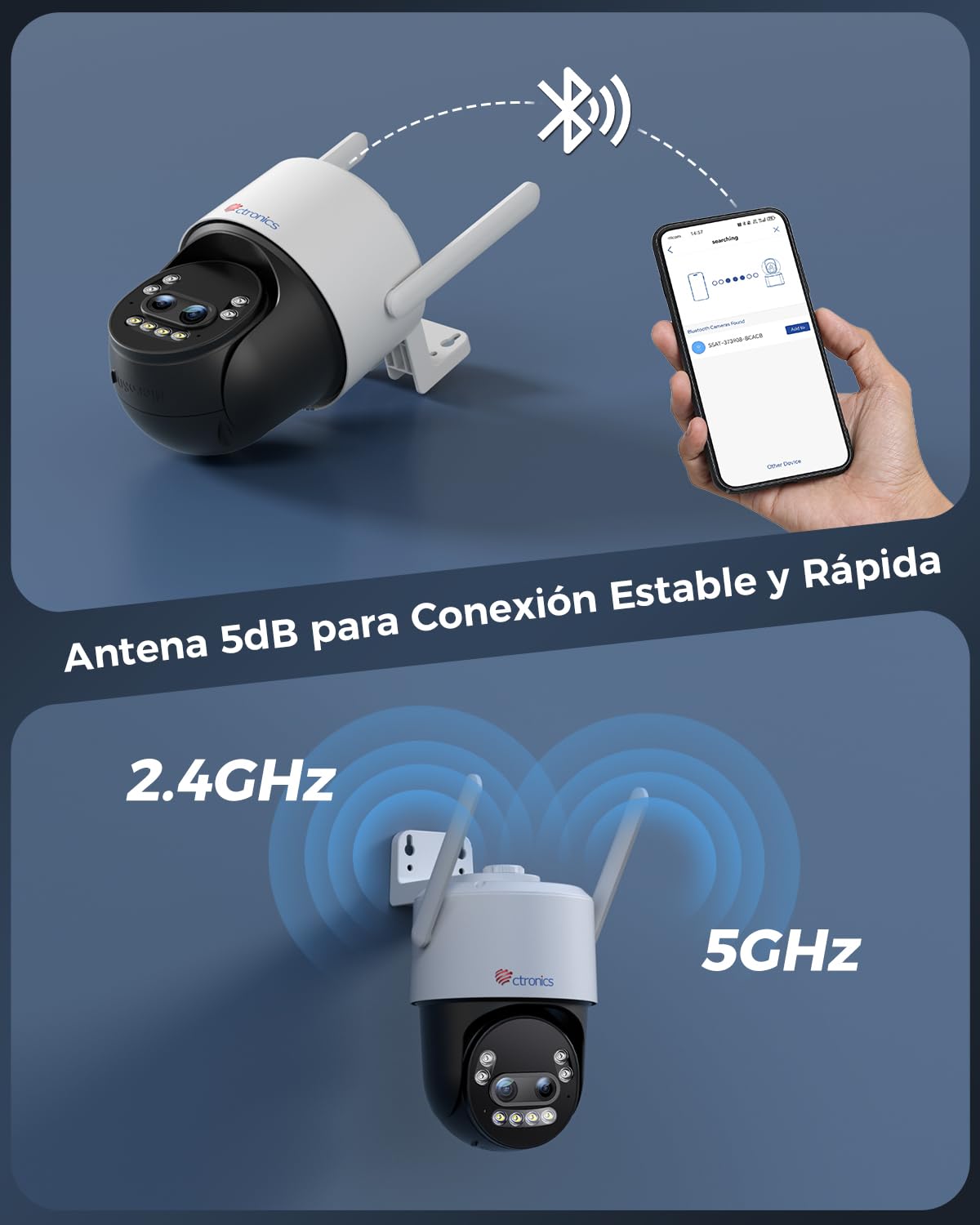 Ctronics 4K 10X Zoom Híbrido Camara Vigilancia WiFi Exterior Seguimiento-Zoom-Auto, Camara IP Detección Humana/Vehículo/Ainmal, 8MP Visión Nocturna a Color, WiFi 2,4/5GHz, PC/TF/Cloud/FTP/NAS, Metal