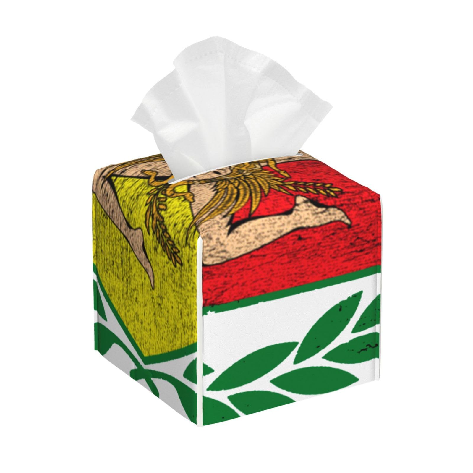 Sicilian Flag Square PVC Tissue Box Cover Modern Decorative Holder for Bathroom Vanity