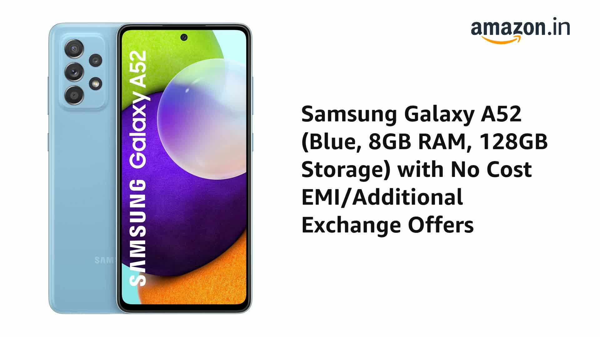 Samsung Galaxy A52 (Blue, 8GB RAM, 128GB Storage) with No Cost EMI
