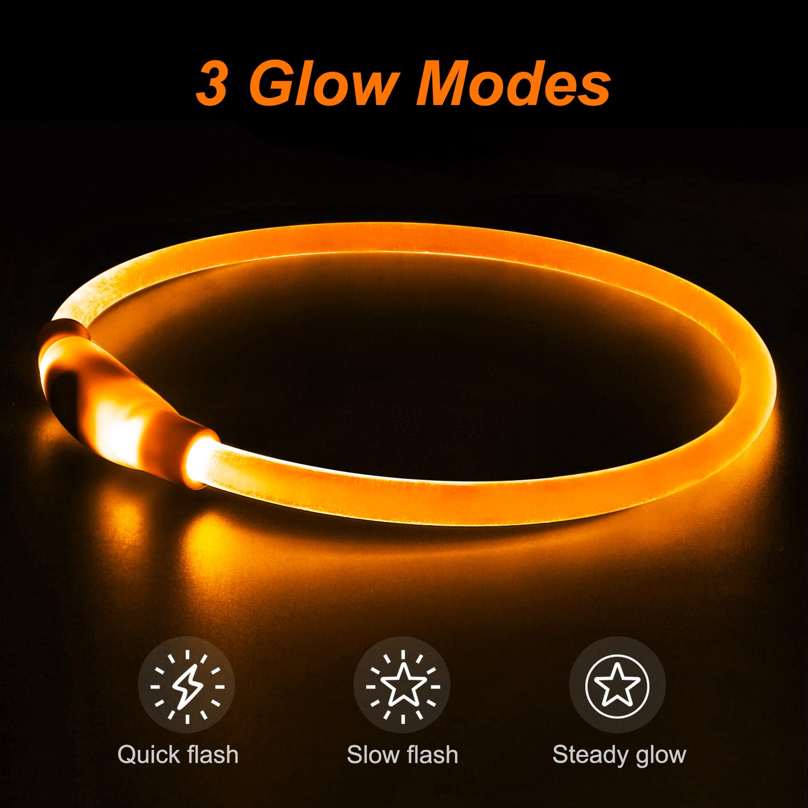 Leuchtende Hundehalsbänder, mehrfarbig, über USB wiederaufladbar, Dlitk LED-Hundehalsband, 1 Stück, TPU, schneidbare Größe, leuchtendes Halsband für Hunde, Hundehalsband für große, mittelgroße und