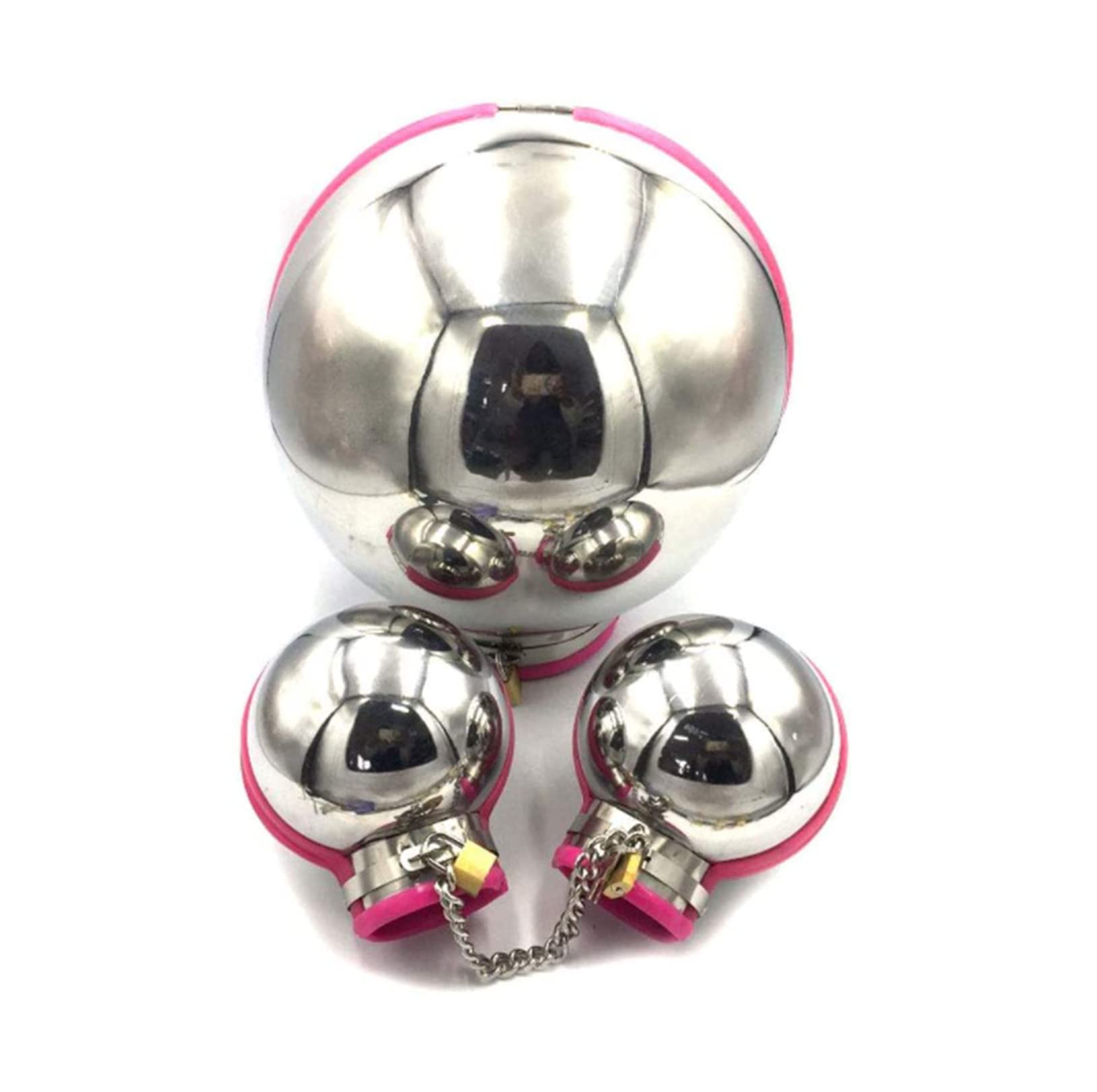 Métal Bondage BDSM Ball Casque Menottes Retenue Multi Couleurs Couverture Complète Tête Capot Poignets Restrictions Sex Toys for Hommes Femme(Pink Rosa,Female)