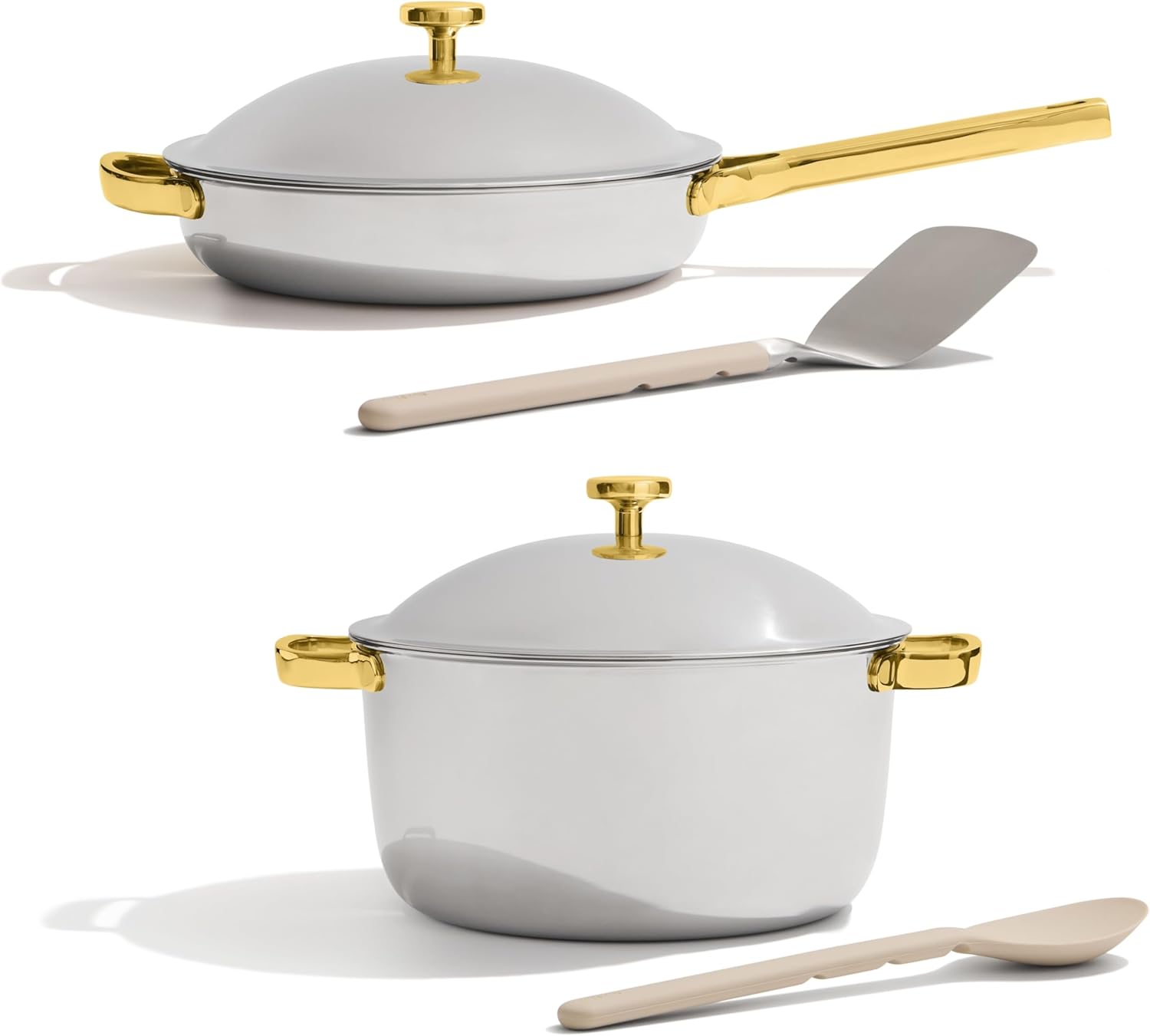 Our Place Titanium Pro Cookware Duo – Always Pan & Perfect Pot with Nonstick No-Coating Technology | Tri-Ply Titanium & Stainless Steel | Safe for Oven, Induction & All Cooktops up to 750°F | Gold Standard Gold