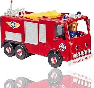 PaMeer Fireman Sam Friction Jupiter Fire Engine With Sam Figure- Scaled Play, Imaginative Play, Preschool Toys- Includes Ladder-(205 X 280 X 130mm)