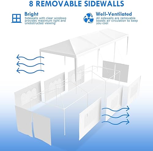 Miniatura 7 de Tienda de campaña para fiestas mejorada 2025 de 10 x 30 pies, carpas blancas al aire libre para fiestas, bodas, eventos, cumpleaños, tiendas de