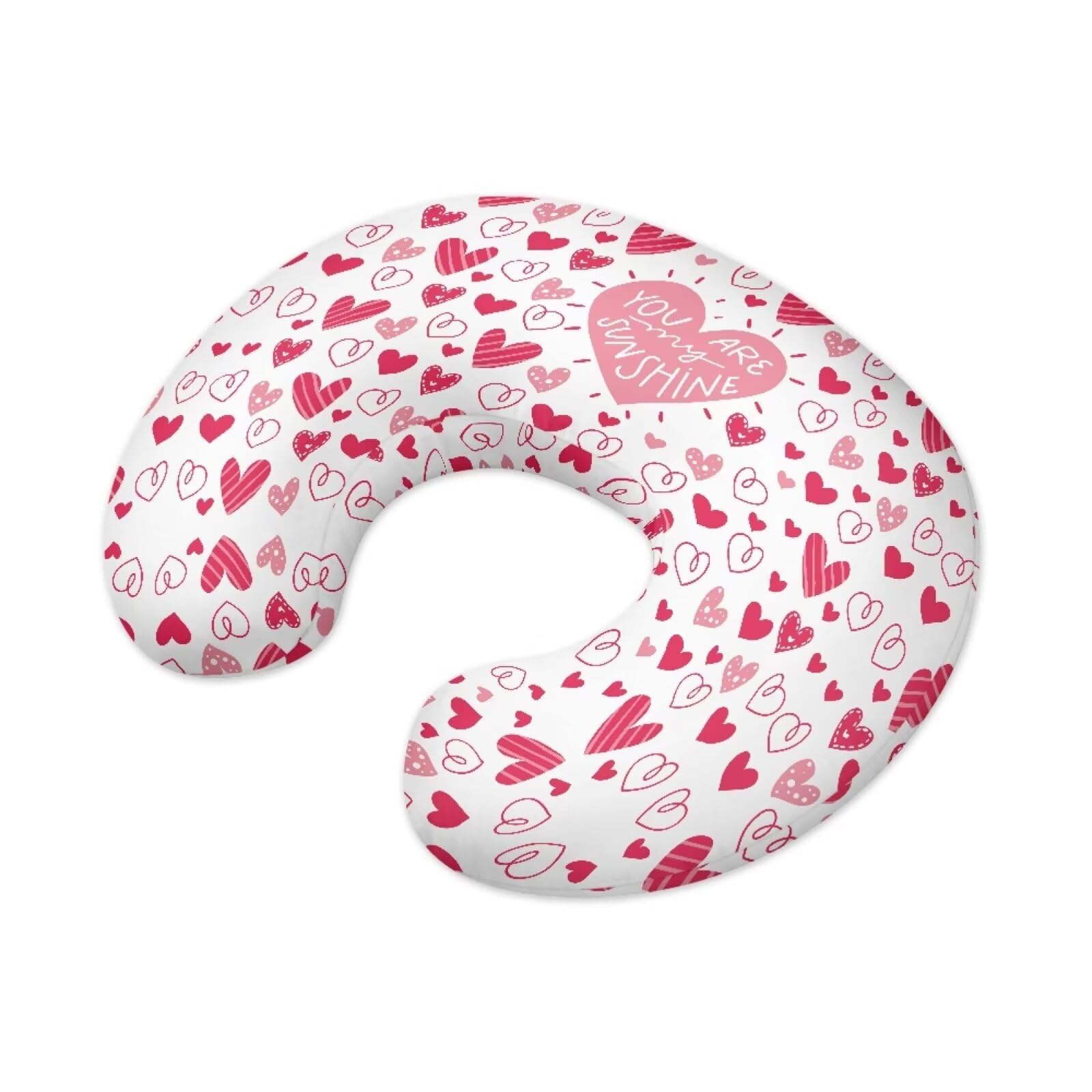 Hechitok Pink Heart Nursing Pillow Cover, Premium Quality Soft Breast Feeding Pillow Covers Great for Breastfeeding Moms