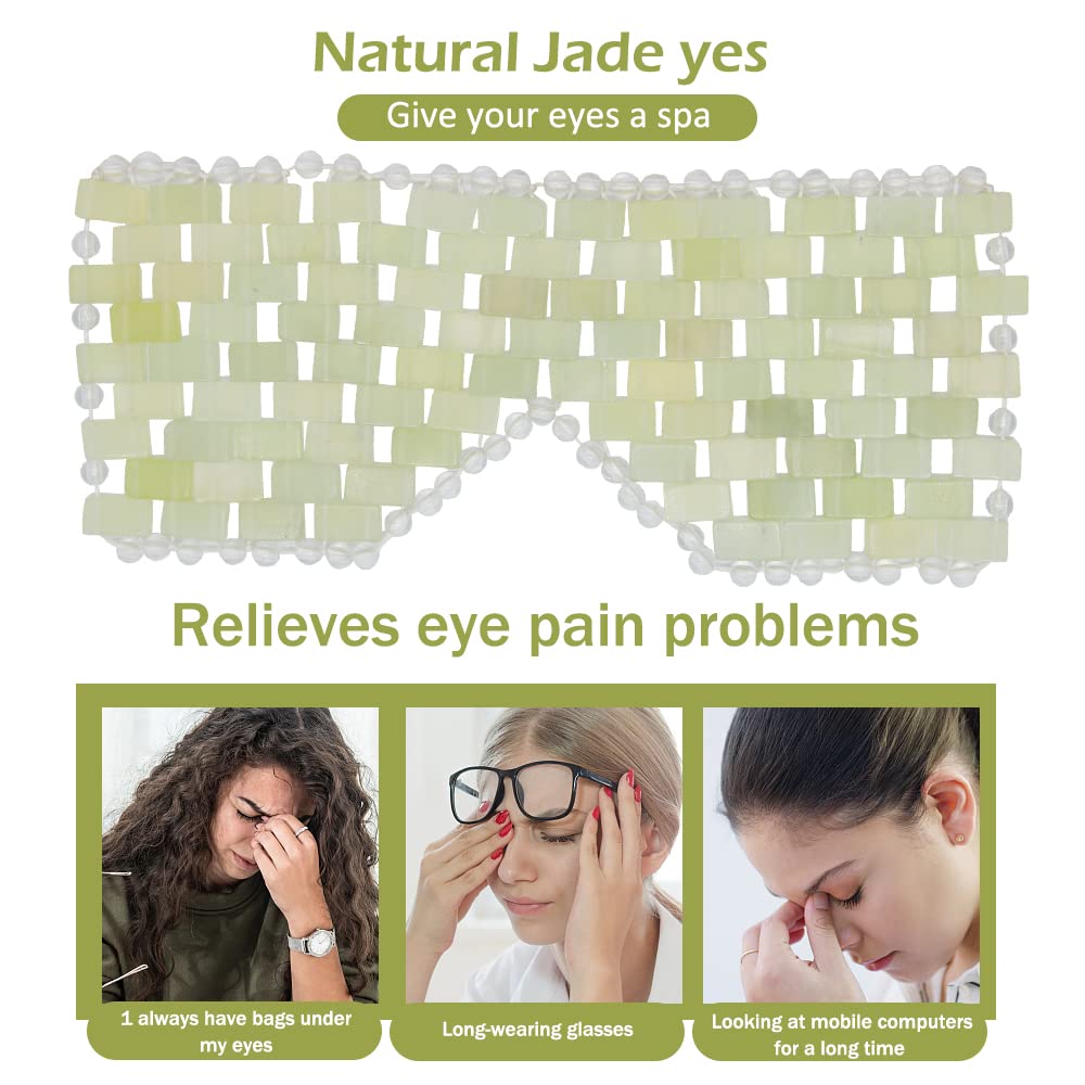 Masque pour les Yeux en Jade, Anti-Âge, Pierre pour Visage, Apaise la Fatigue, Yeux Gonflés, Cernes et Rides