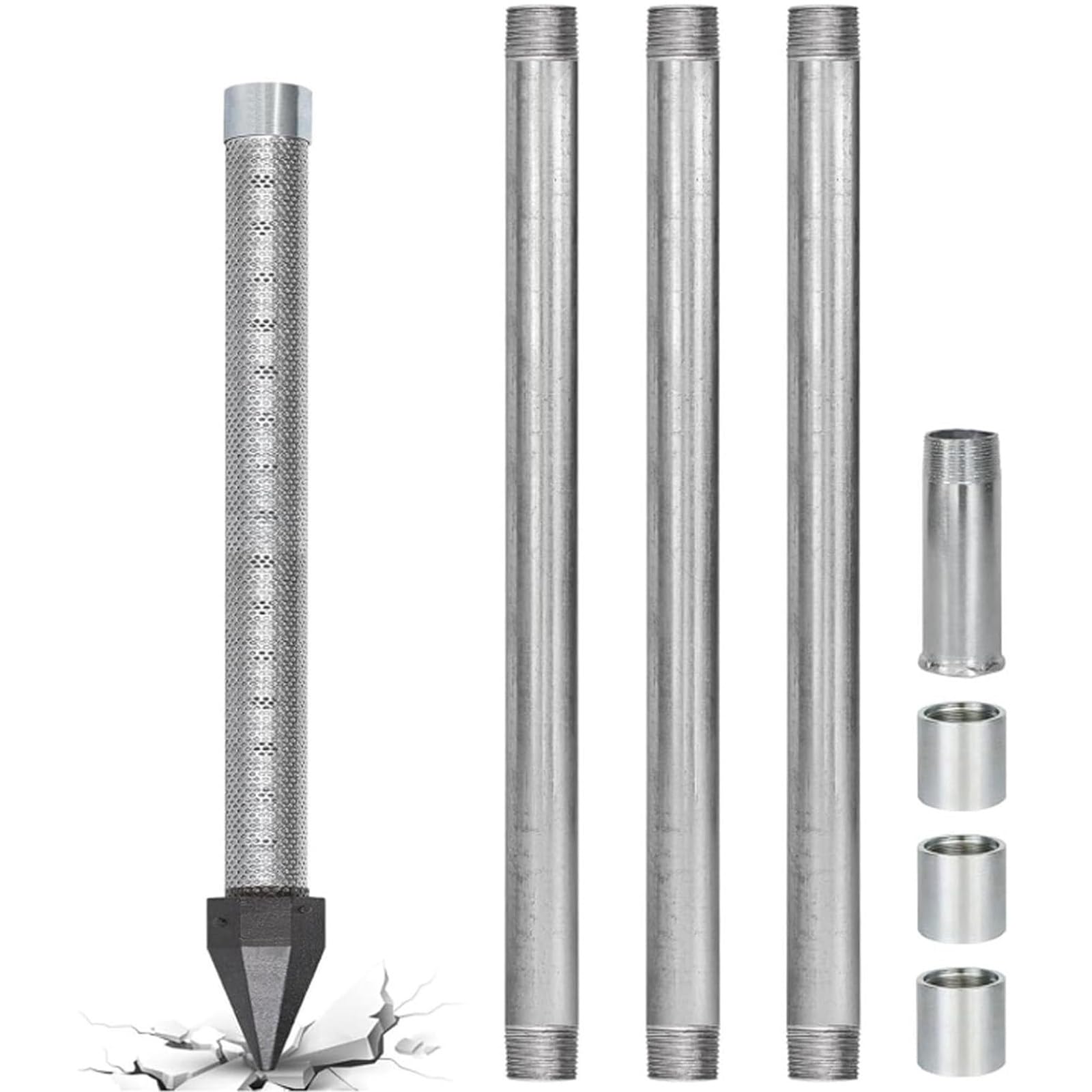 Kit Pozzo Artesiano 1-1/4 Pollici Inox, Risparmio Idrico per Giardino con Punta Filtrante e Tubi Zincati, Soluzione Estrazione Acqua Sotterranea Anti-Corrosione 3+1kit