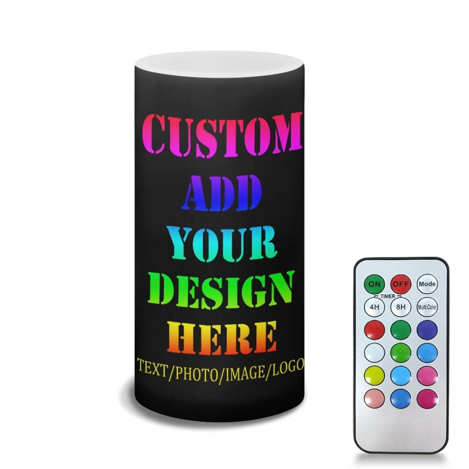 Poceacles Custom Flameless Candles Personalized Pillar Candle Home Table Ornaments, Custom Your Image/Photo/Text LED Candles with Color Changing Timer Remote Fake Candle Home Decoration
