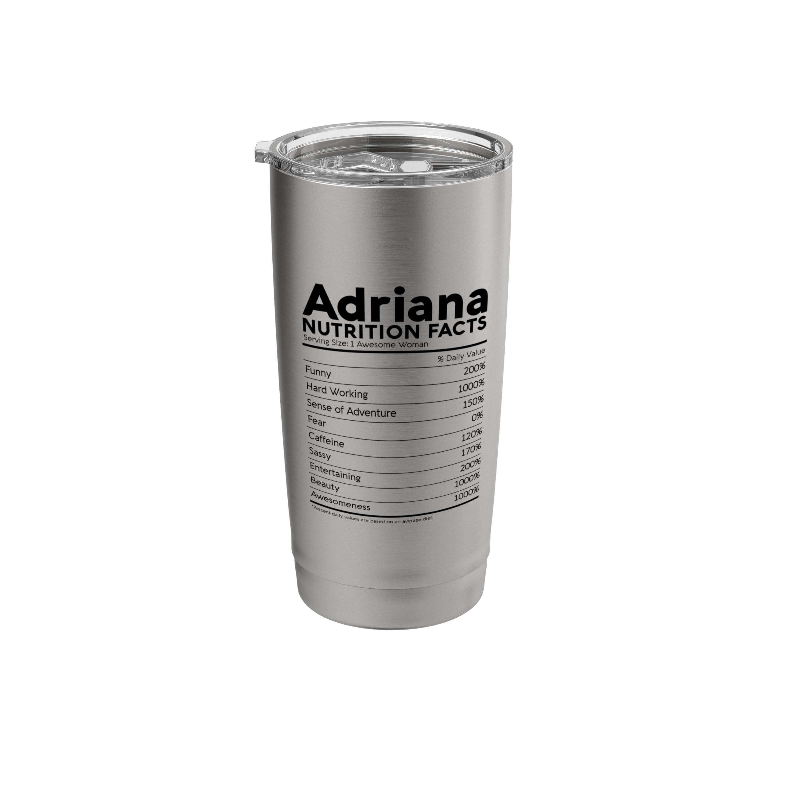 Adriana Name Nutrition Facts Women Girl Cute Funny Female Stainless Steel Insulated Tumbler