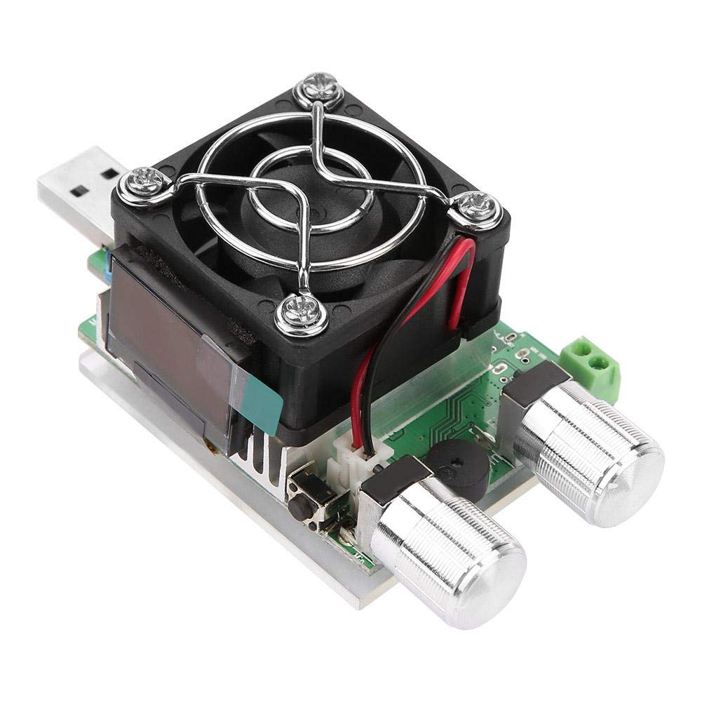 Akozon 35W Medidor Resistencia de Carga Electrónica Probador de Carga de USB Ajustable con pantalla LCD 4-30V DC