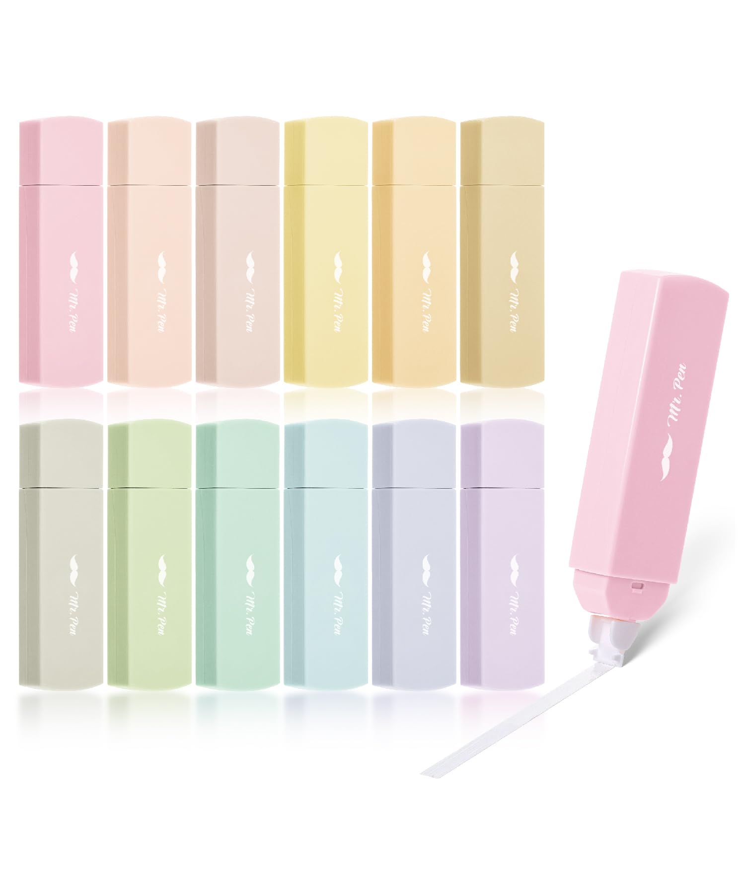 Mr. Pen- Aesthetic Correction Tape, 0.2" x 197", 12 pcs, Pastel Colors, Cute Correction Tape