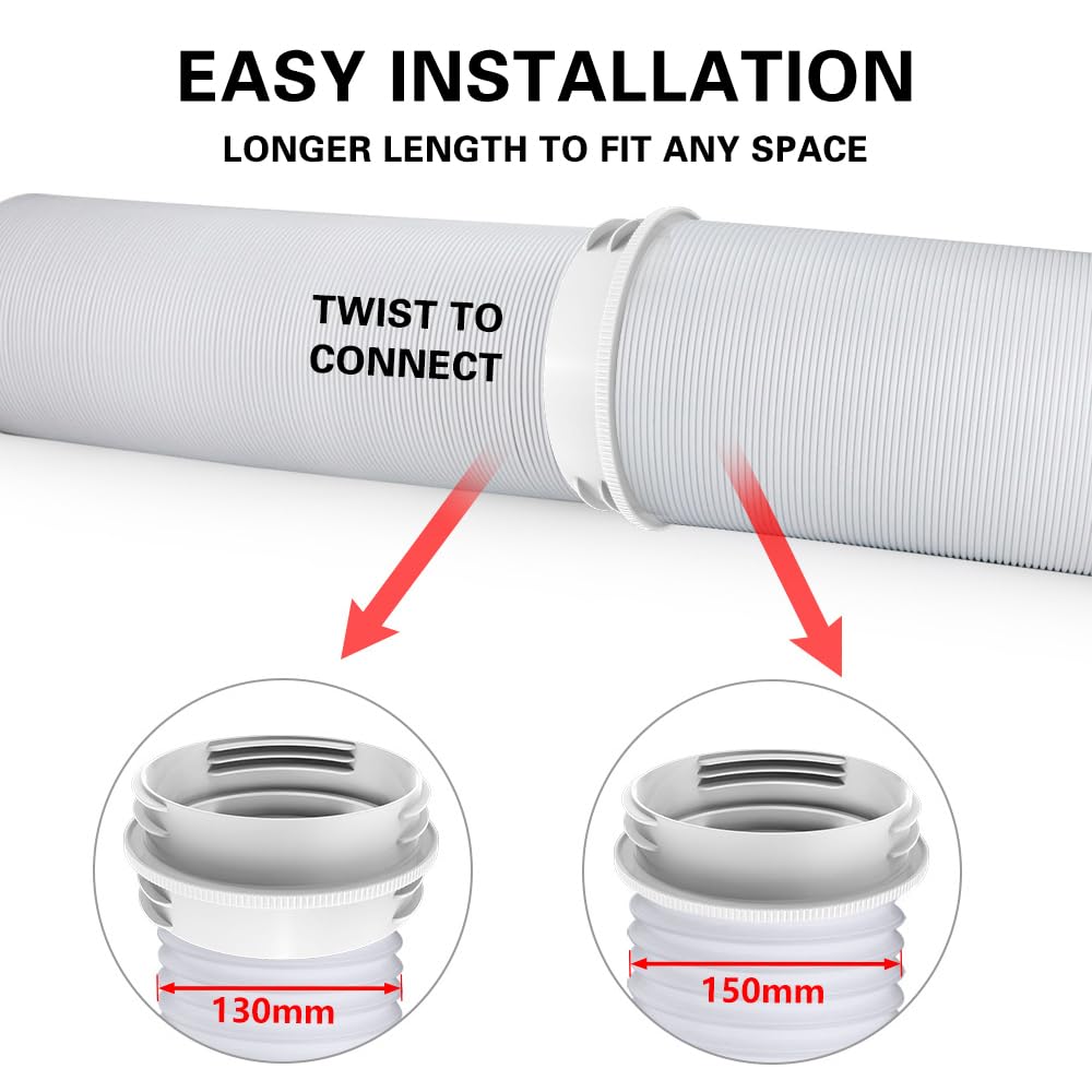 Klimaanlage Schlauch Verlängerung 200cm mit Adapter 130mm innen/150mm außen,Abluftschlauch Klimagerät,Klimaanlage Verlängerungsschlauch,Klima Abluftschlauch,Klimaschlauch für Klimaanlage