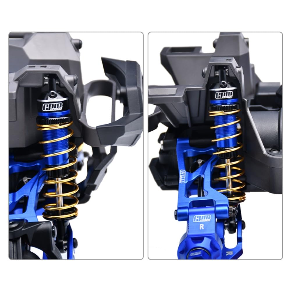 GPM Aluminium 7075 Alloy Front Or Rear Adjustable Spring Shock 87mm for Traxxas 1/16 Mini Maxx 4WD RTR Brushless Monster Truck 107154-1 Upgrades - Blue