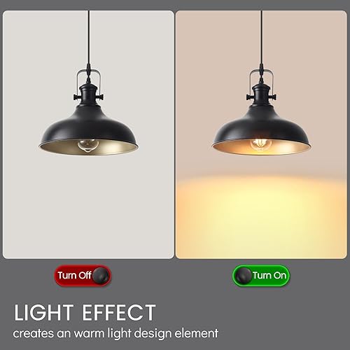 Miniatura 6 de Paquete de 3 luces colgantes negras para isla de cocina, 11.41 pulgadas, lámpara colgante de granja, lámpara colgante industrial, luces de isla para