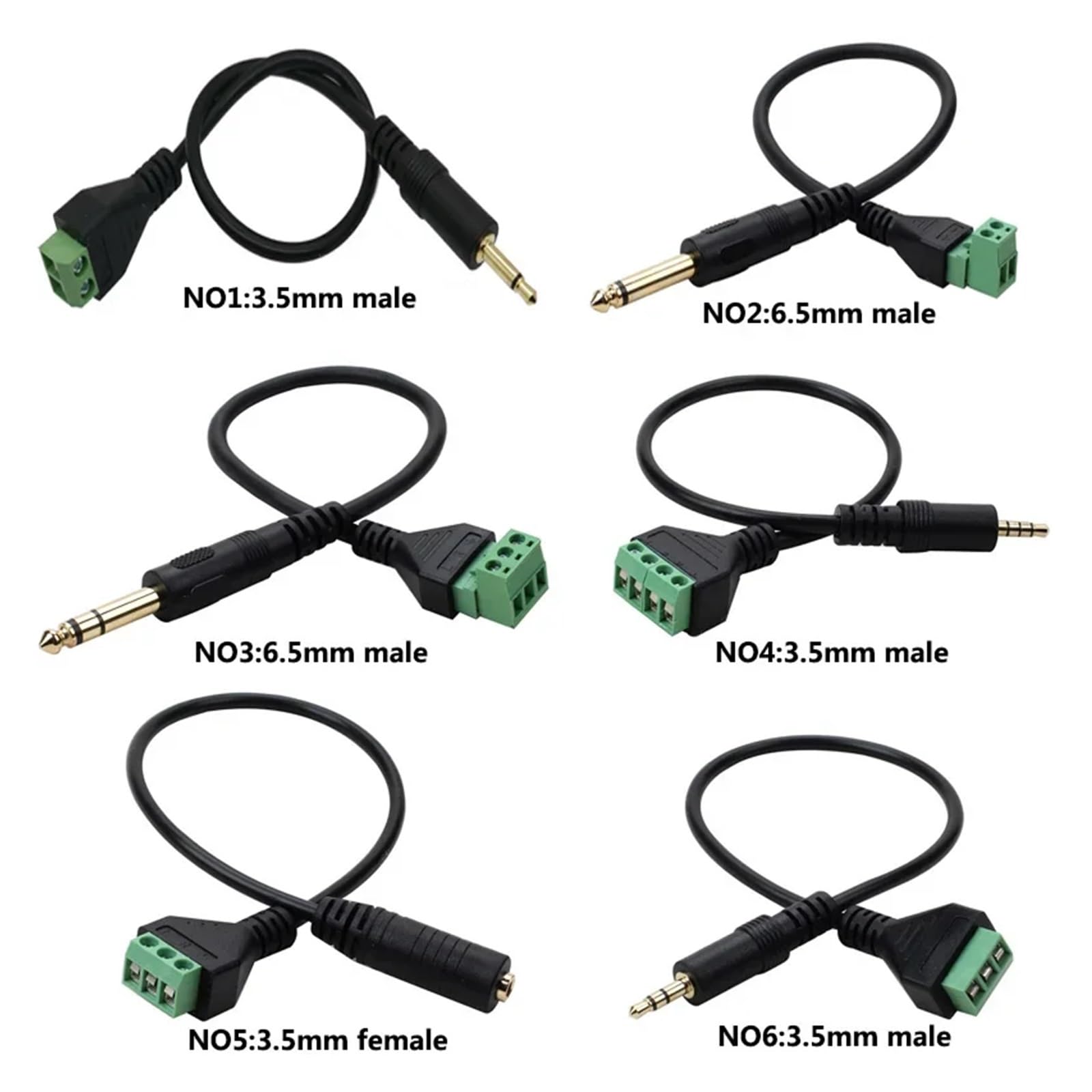 Wideo AV Balun 3,5 mm 4 bieguny 6,5 mm 3 bieguny Stereo męski na AV zacisk śrubowy gniazdo stereo 3,5 Mm męskie złącze wtykowe(RCA Male,5pcs)