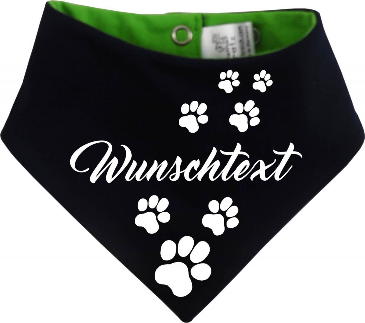 beidseitiges Multicolor Hunde Wende- Halstuch (Fb: Navy-Lime) (Gr.2 - HU 31-35 cm) mit Ihrem Wunschtext