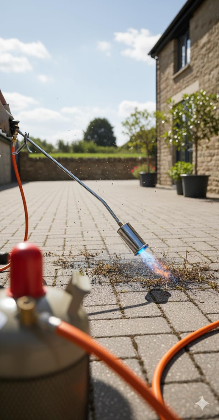 BIO Unkrautbrenner PRO mit Flaschenwagen Regler Schlauch Abflammgerät Unkrautvernichter Gasbrenner