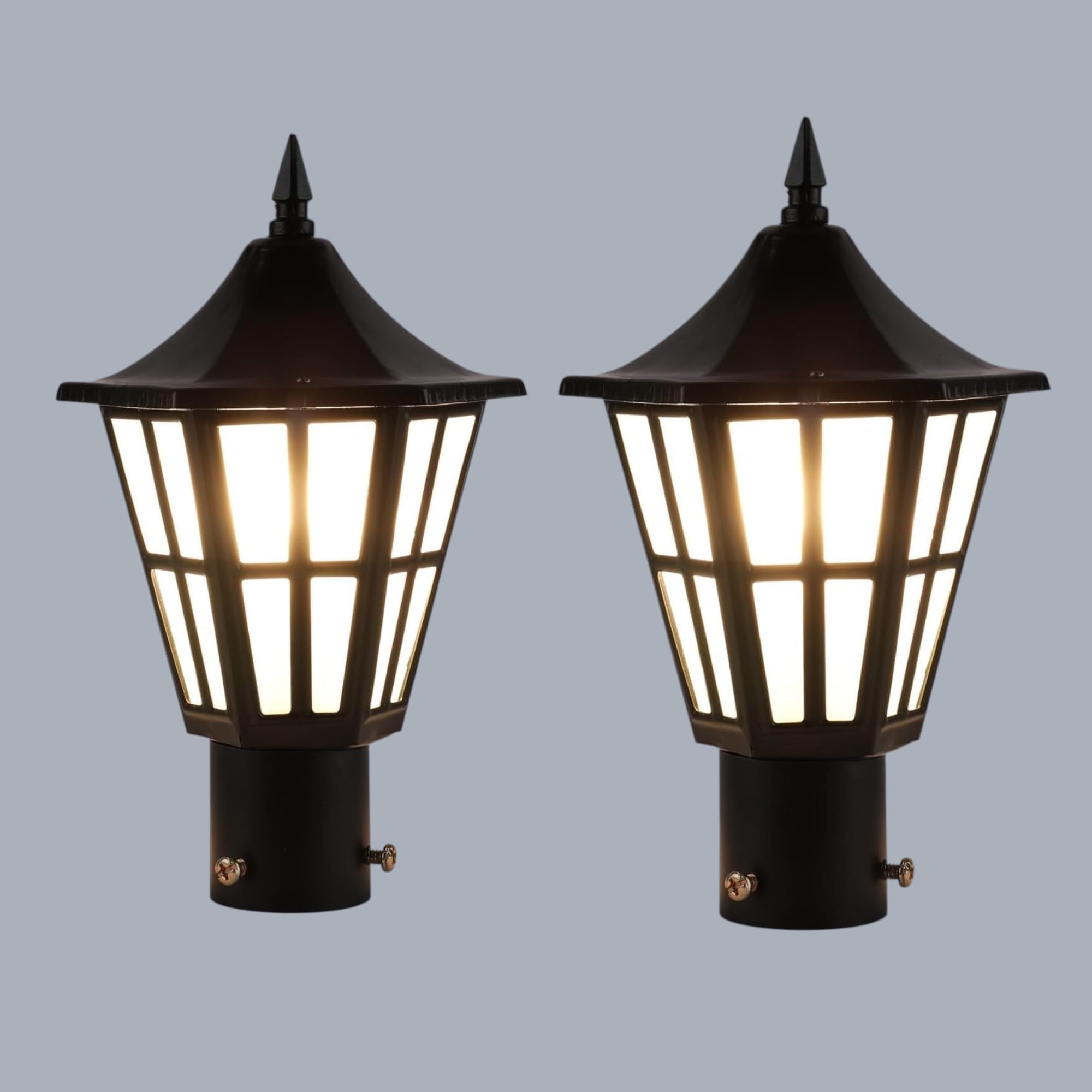 Black Metal & Glass Gate Light for Main Gate Pillar Boundary Wall, Outdoor Waterproof Garden Lamp, (Bulb not Included) Small Pack of 2-picture-18