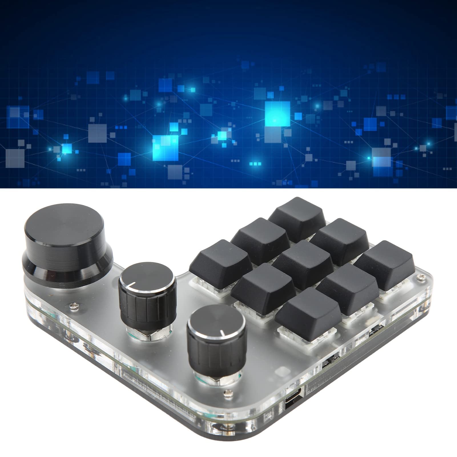 Einhändige Gaming-Tastatur, Acryl-Makro-Tastatur, Programmierbare Tastatur mit Speicherfunktion für Büro, Spiele