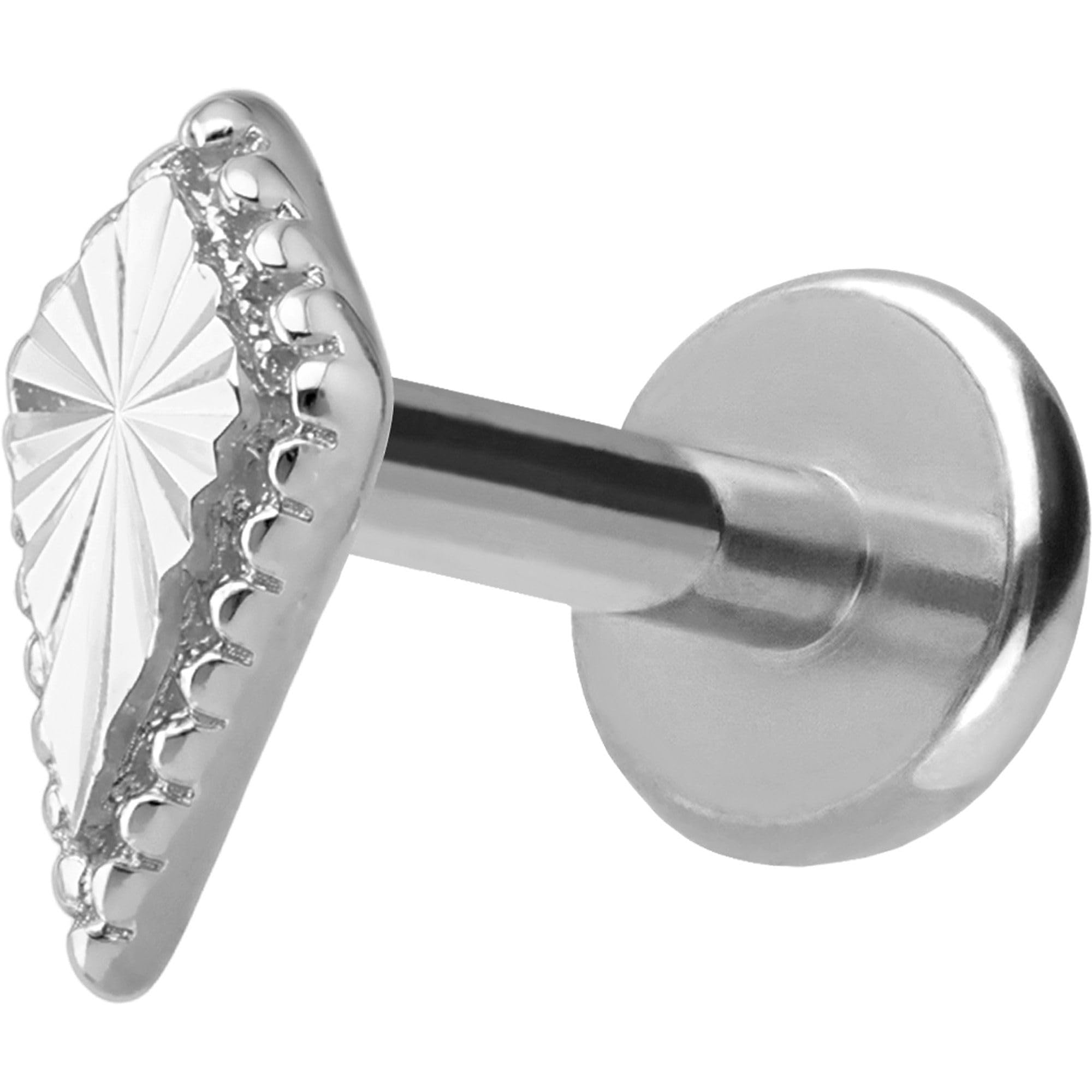 PIERCINGLINE Piercing Stecker Titan Labret mit Innengewinde + 925er Silber Aufsatz SCHILD - Goldfarben, Silberfarben