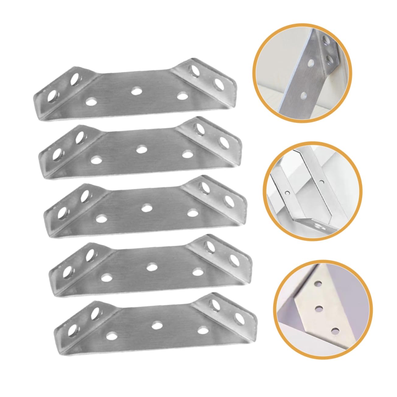 TEHAUX 24Pcs Stainless Steel Corner Brace Connectors Durable Furniture Support Brackets for Cabinets Shelves and Tables Resistant Design for Stable Installations