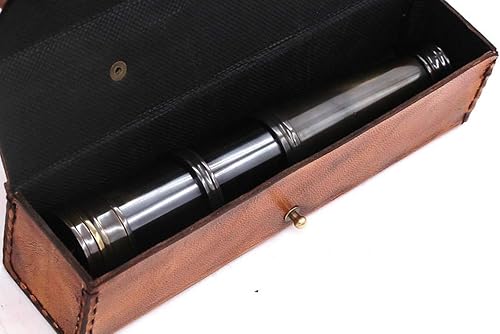 Miniatura 3 de RII - Cristal espía de decoración antigua, telescopio pirata con funda de cuero, telescopio de mano para entusiastas de la aventura, decoración