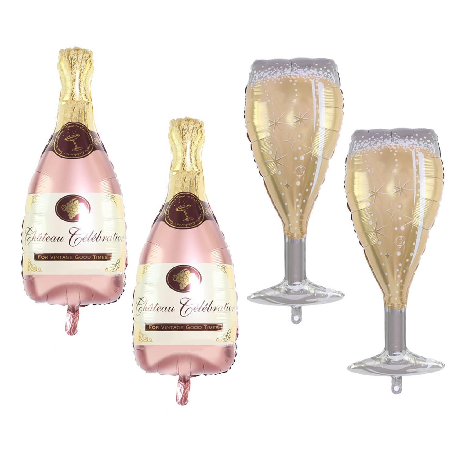 4 Pieces Champagne Bottle Wine Glass Balloons for Party Decoration and Fun Creative Party Supplies, Pink