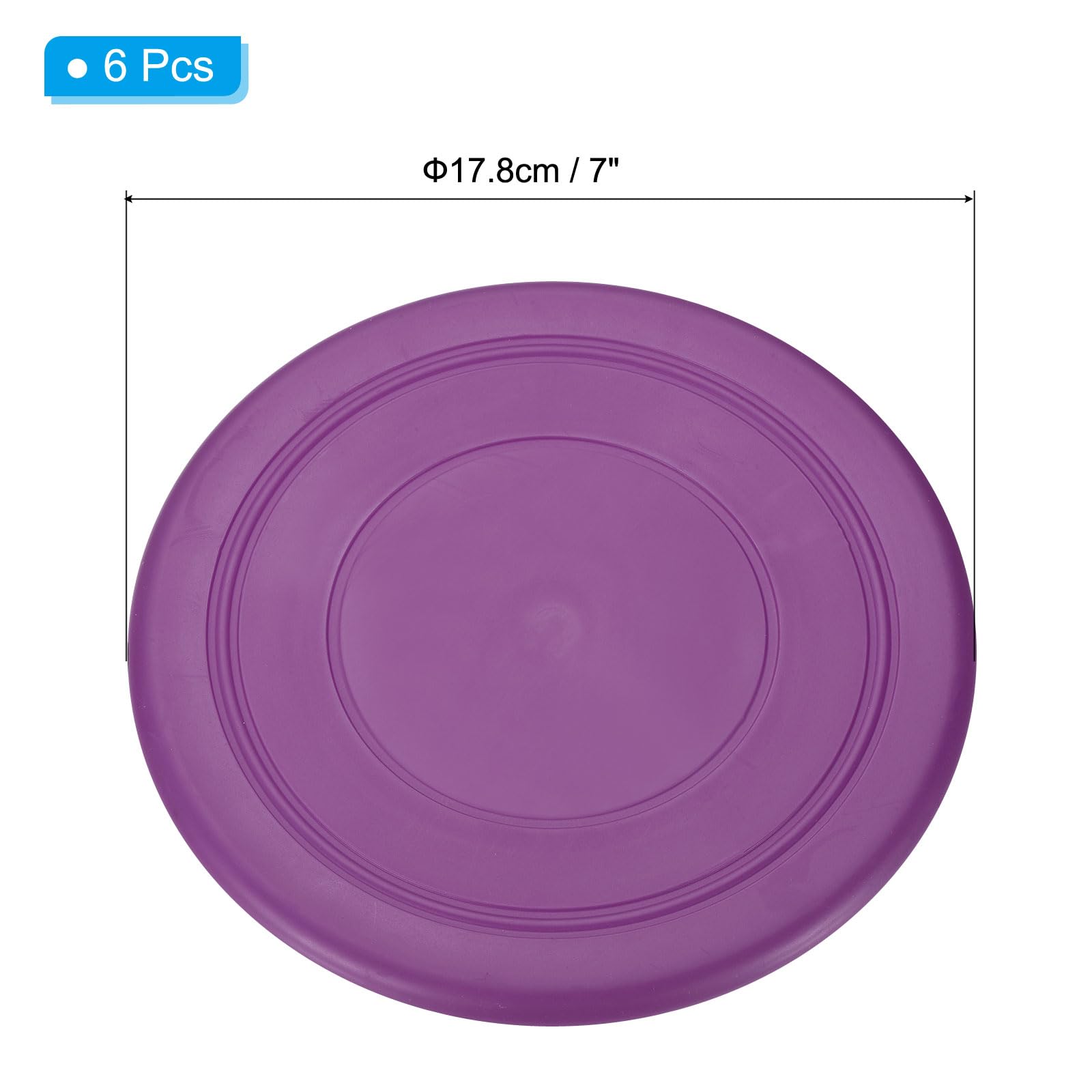 PATIKIL 7 Inch Flying Disc, 6Pcs TPR Flying Discs Soft Waterproof for Adults Dog Outdoor Playing Sport Game Purple - Image 2