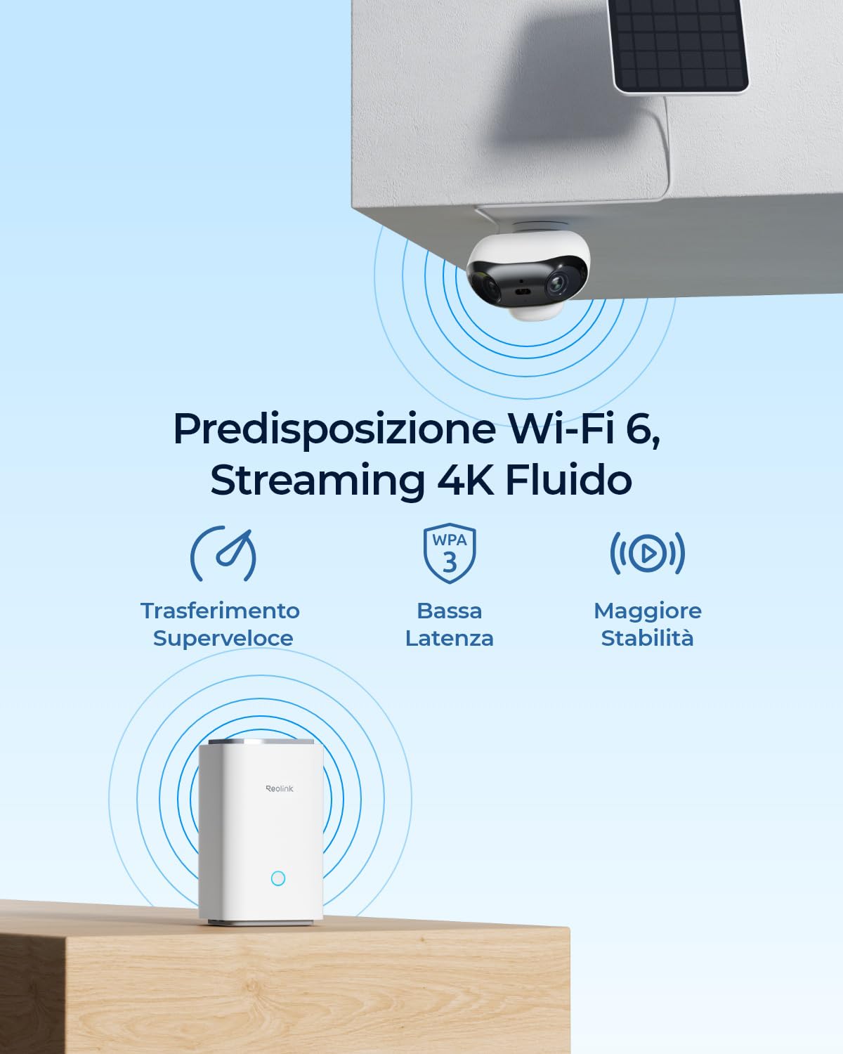 Reolink 4K Telecamera Wi-Fi Esterno Senza Fili kit, Home Hub, 2 telecamere Argus 4 Pro con Pannello Solare, Visione Notturna ColorX, Visione a 180°, Wi-Fi 6, Registrazione Locale, Nessun Costo Mensile