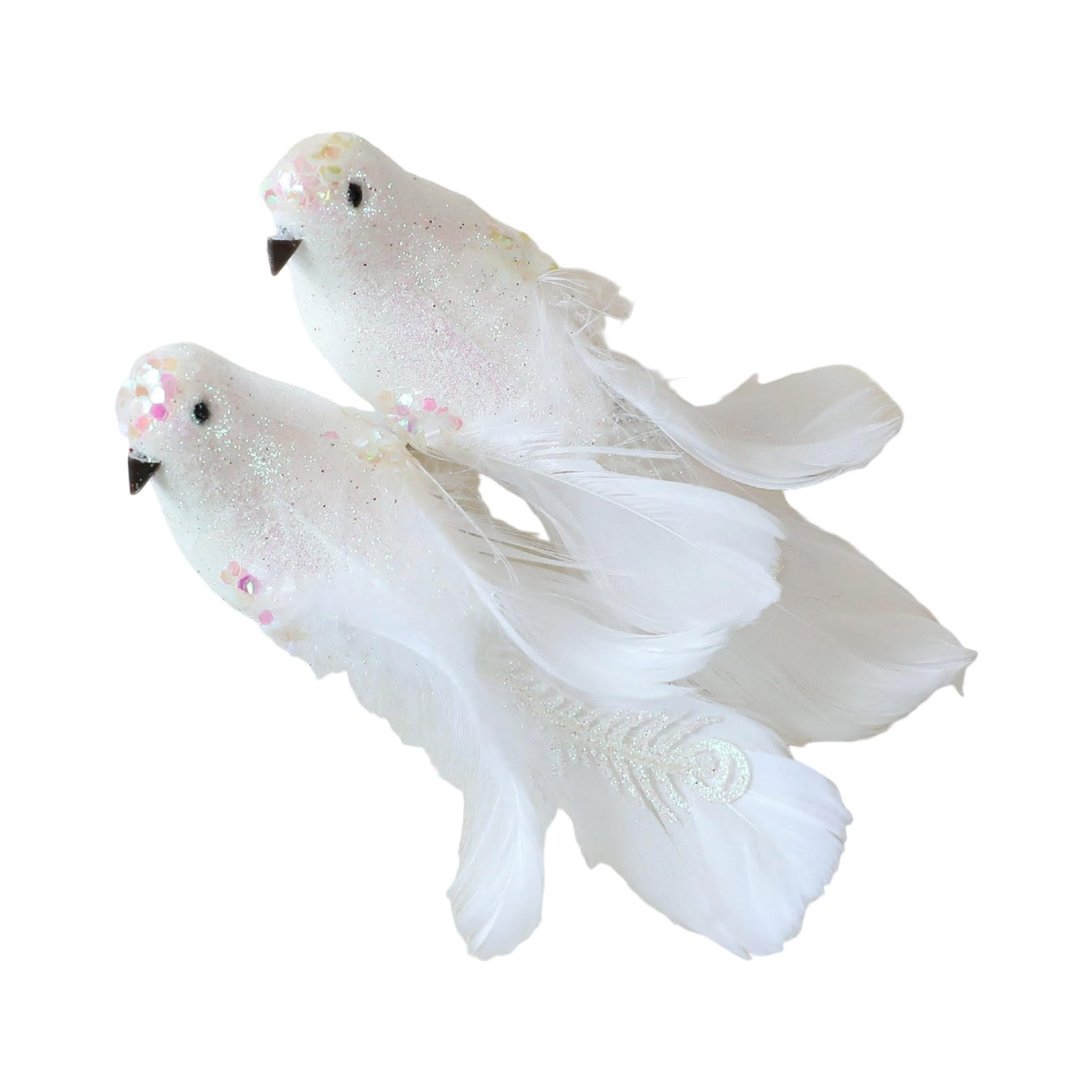 Msioytog 2Pcs Christmas Tree Couple Bird Decoration Shatterproof Feathered Foam Bird Ornament for Mantels Window Wreath Display Realistic Decorations for Holiday