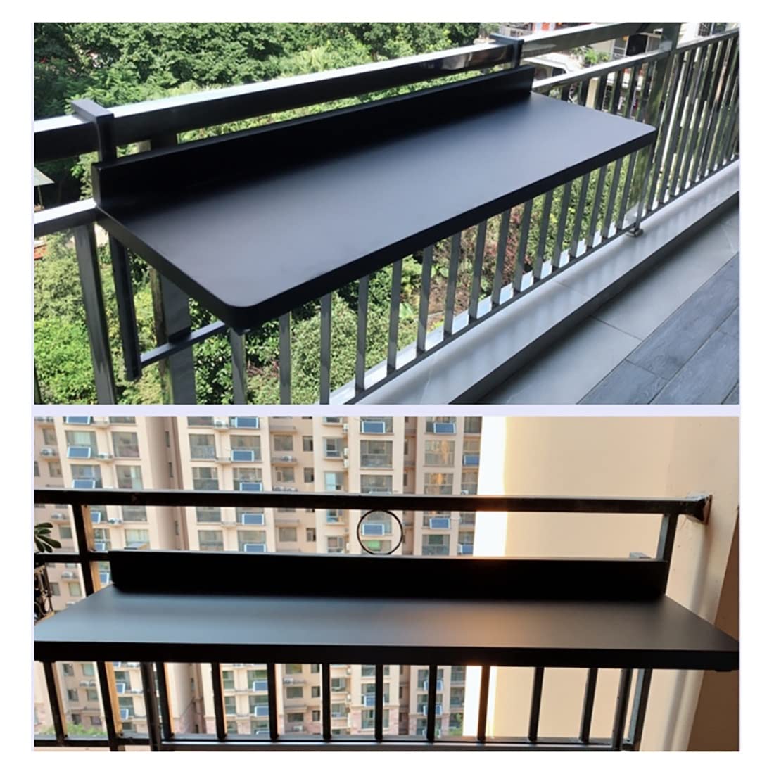 Table de bar pliable réglable pour balcon - Économie d'espace - Portable - Table de salle à manger pour garde-corps - Élégant comptoir de bar extérieur pour jardin et balcon - Design compact