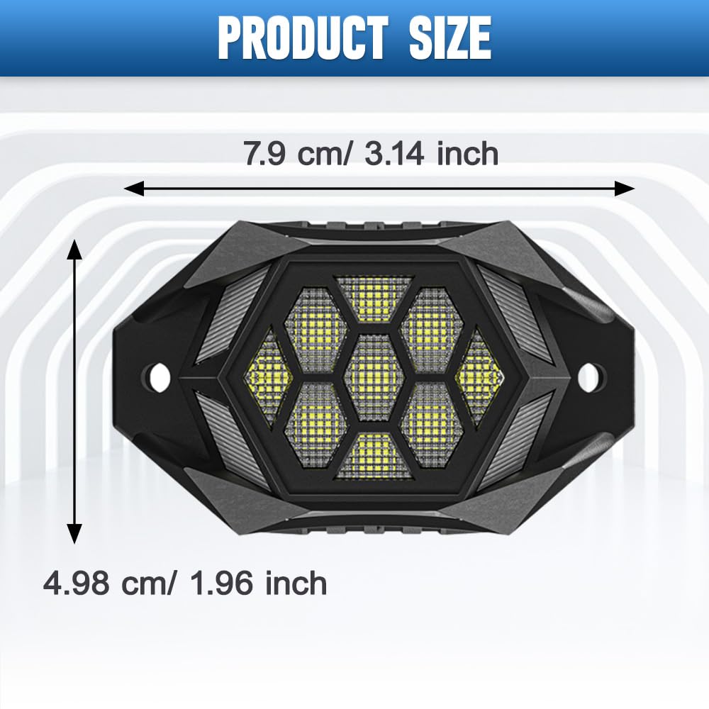 Riloer Zestaw świateł samochodowych 9-36 V RGB Rock Ambient LED, pilot zdalnego sterowania i aplikacja, kompatybilny z Jeepem, ciężarówką, SUV-em, ATV, UTV, motocyklem, 4 w 1