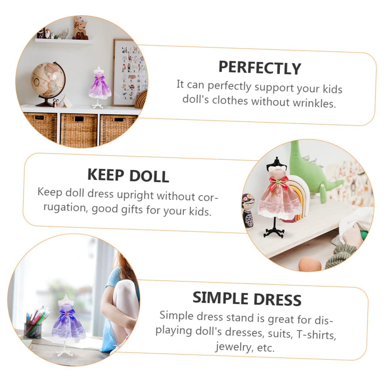 HAWILLOSCH Plastic Doll Clothes Hangers 8pcs Miniature Dress Form for Boys and Girls Safe for Imaginative Play and Home Decor