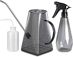 Goowin Watering Can Indoor Plants, 47 oz Long Spout House Plant Flower Watering Can, Creative Wide Opening Plastic Watering Can with 16 oz Spray Bottle & 8.5 oz Squeeze Bottle, Blue