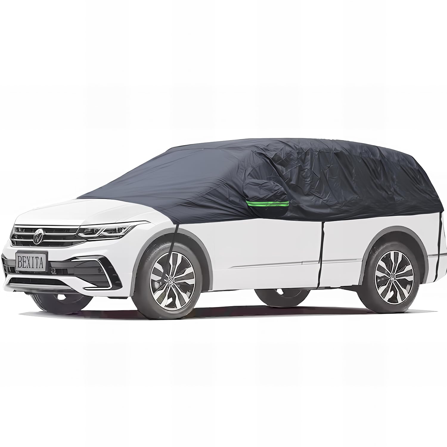 BEXITA Halb-Autoabdeckung, SUV, wasserdicht, für Vorder- und Rückseite, Windschutzscheibenabdeckung, schützt vor Sonne, Eis, Frost und Schnee
