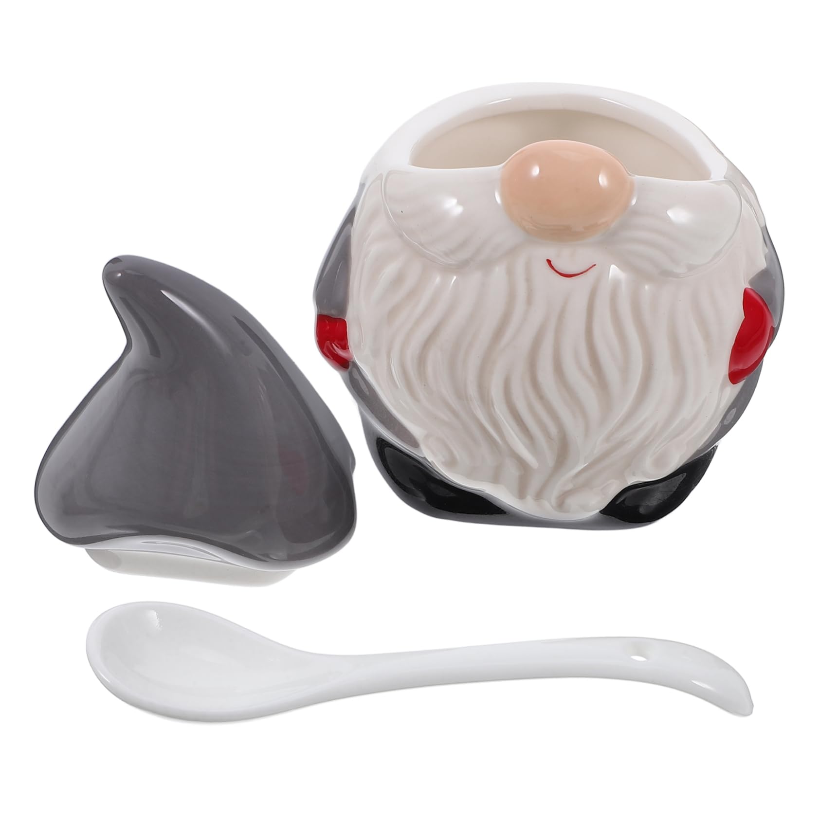 Levemolo 1pc Spice Jar Salt Container Storage Jars with Lids Gnome Condiment Pot Seasoning Containers Canister Biscuit Jar Spice Storage Jar Christmas Seasoning Jar Syrup Jar Tins Ceramics