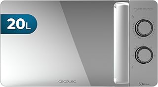 Cecotec Micro-ondes ProClean 3060 Gray Mirror. Capacité de 20 L, Revêtement Ready2Clean, 700 W de Puissance, 6 Niveaux de Fonctionnement, Minuterie 30 minutes, Finition Argenté.