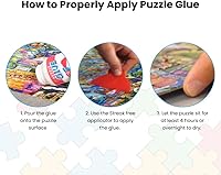 Vista 5 de MasterPieces – Pegamento para rompecabezas con esparcidor de plástico ancho, fácil de aplicar, se seca rápido y transparente, protege rompecabezas