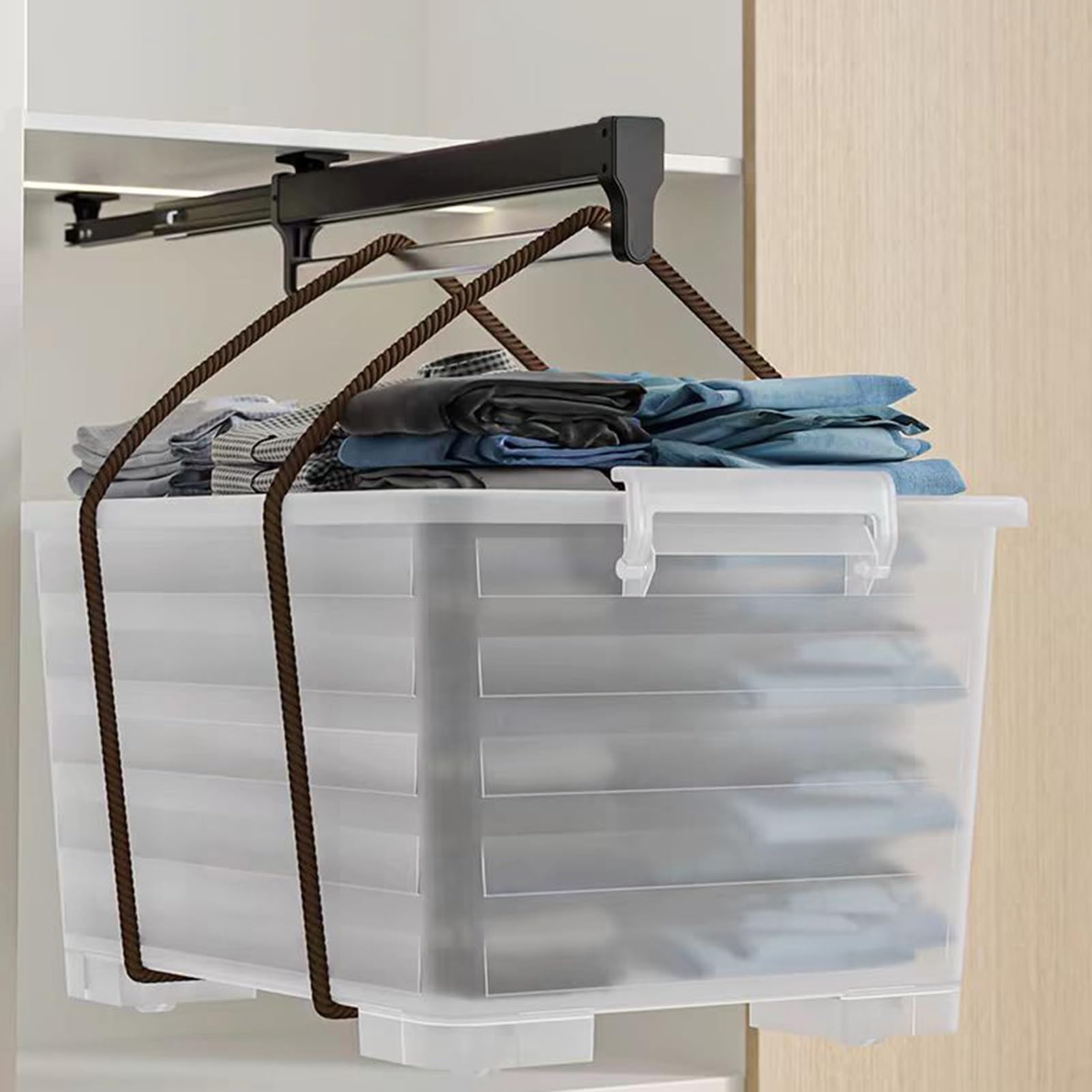 BDAYEK Wardrobe rail Closet Organizer Rack For Pants And Coat, Pull Out Clothes Hanger Rail, Extendable Rod 30-60cm, Load 25kg(600MM/23.6INCH)(550MM/21.6INCH)
