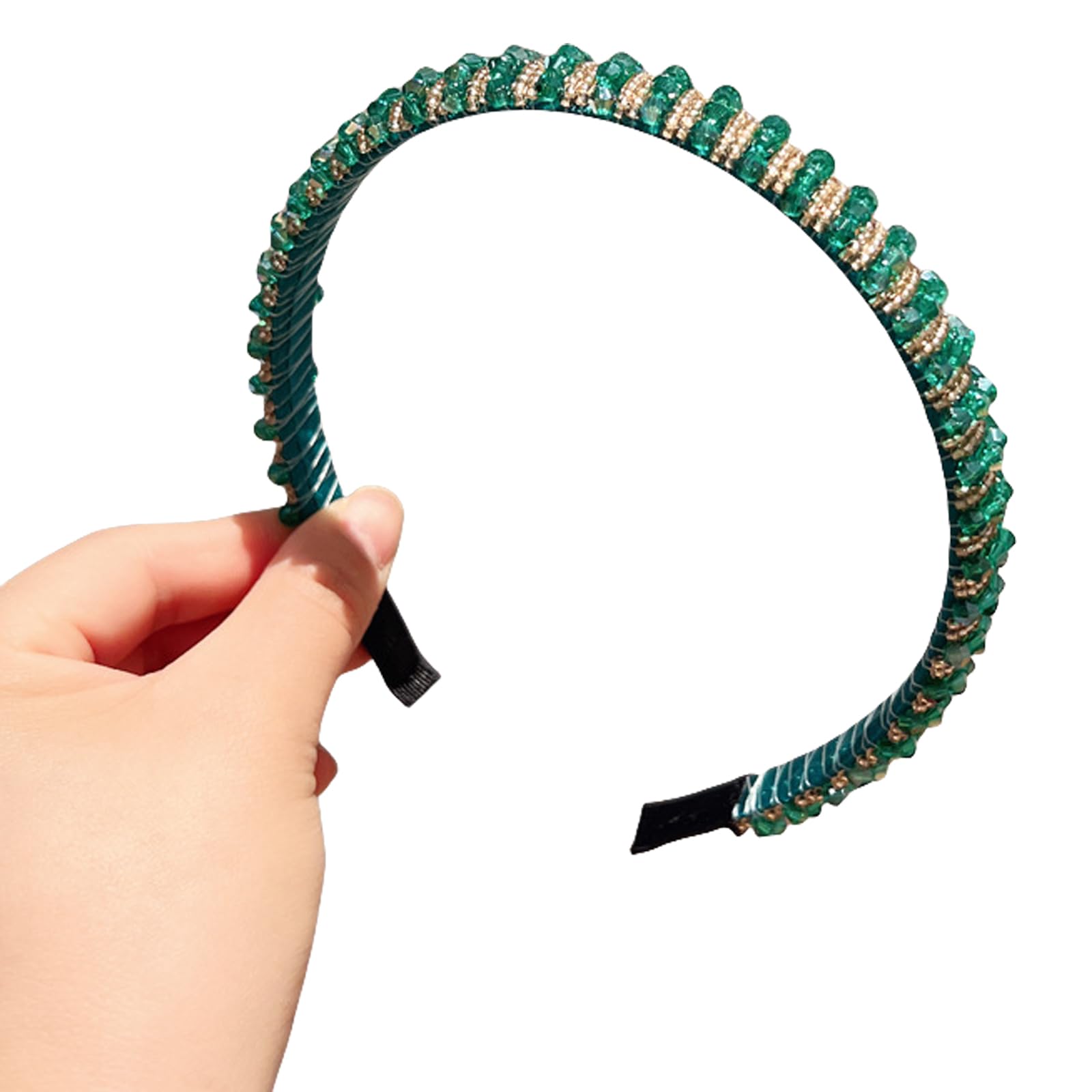Fentency Shining Crystal Beaded Hair Hoop for Women Blingbling Headband Nonslip Sweet Ballet Hairband for Proms and Everyday Wear