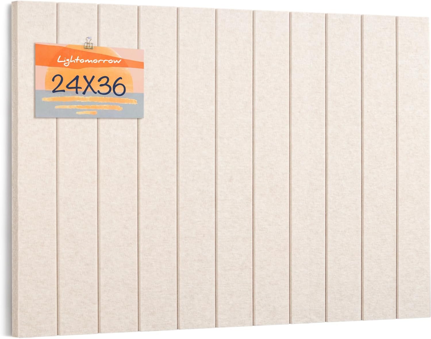 Bulletin Board, 36 x 24 inches Felt Board Decorative Pin Board, 3' x 2' Cork Board Alternative for Wall, Foldable Photo Board with 20 Pushpins - Oatmeal Stripes