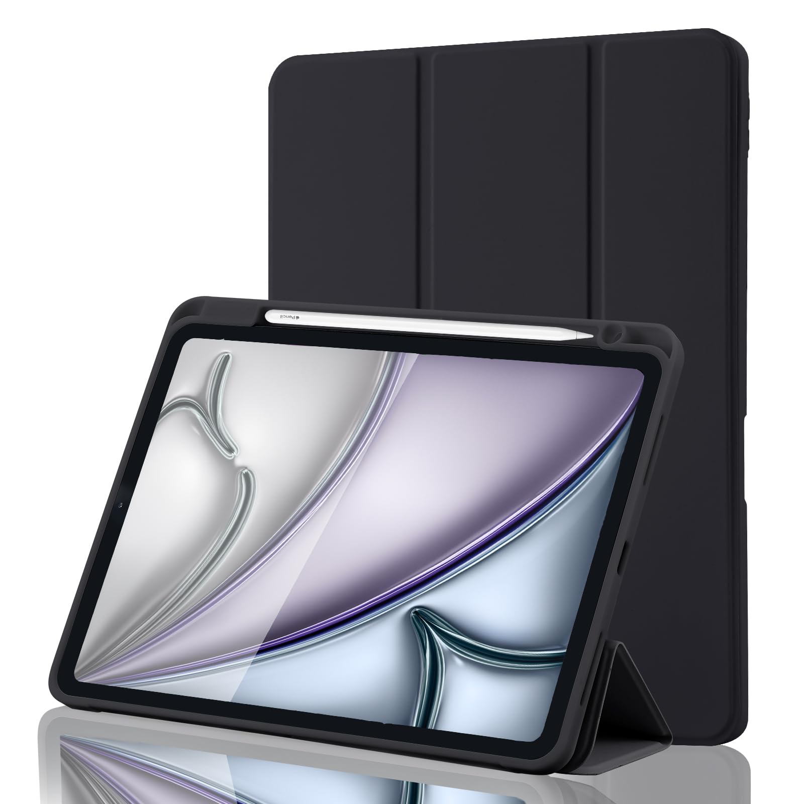 Custodia Cover per iPad Air 11 Pollici M4 2026/M3 2025/M2 2024 e Air 5ª/4ª 10,9 2022/2020 con Portapenne, Smart Magnetica Trifold, Antiurto, Supporta Pencil 2 Gen, Auto Sveglia/Sonno, Nero