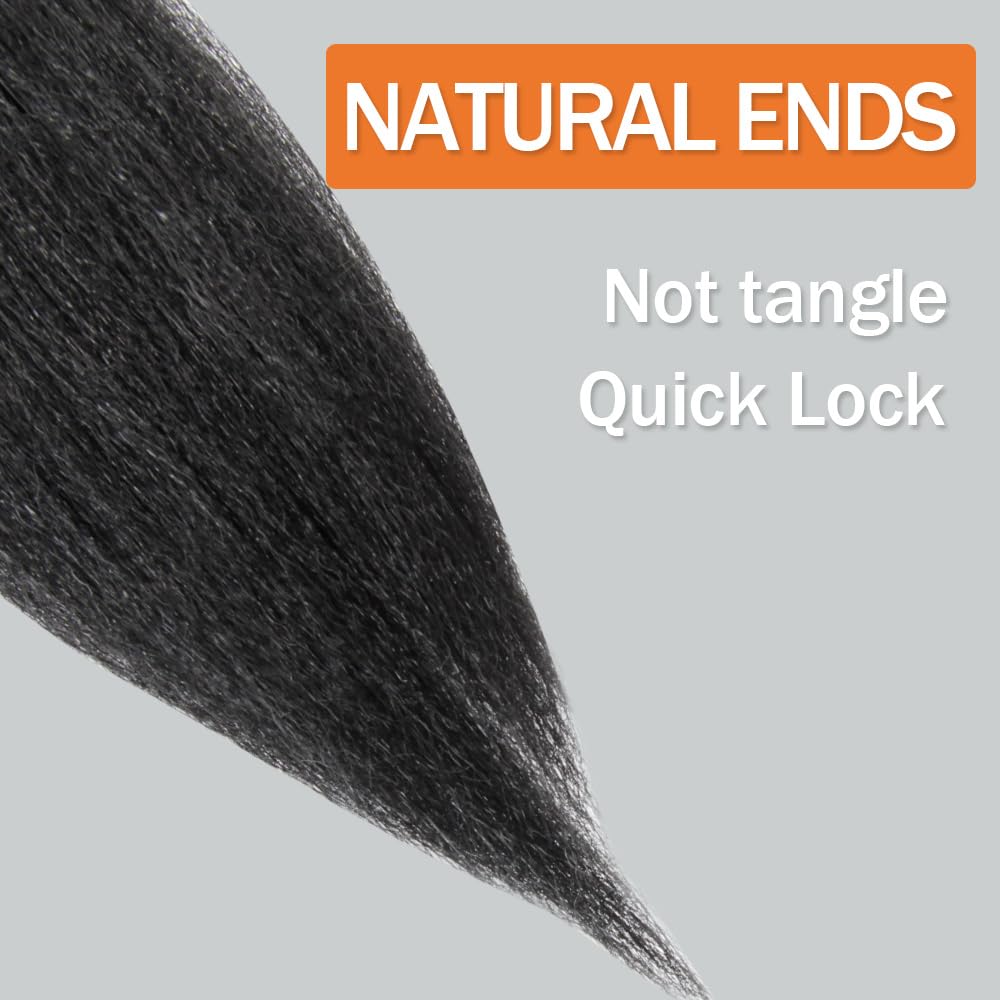 Pelo trenzado preestirado de 18 pulgadas, 6 paquetes, extensiones de pelo largo para trenzas, pelo sintético preestirado 1B (negro natural)