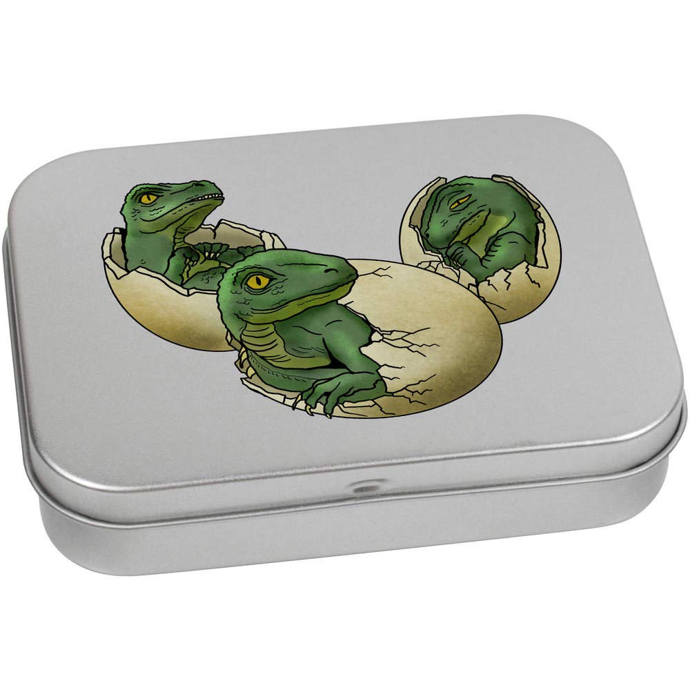Azeeda 110mm 'Hatching Dinosaurs' Metal Hinged Tin/Storage Box (TT00139327)