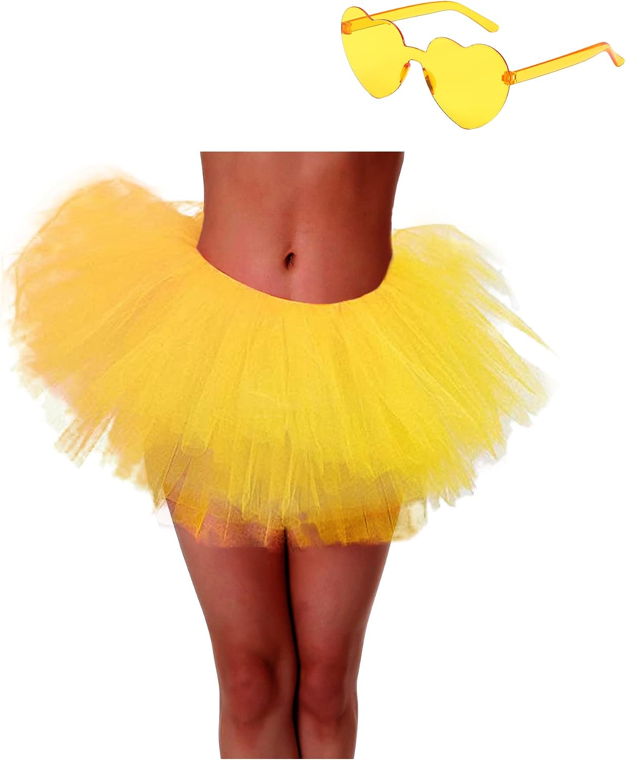 Tutu Skirt 5 Layered with Heart Sunglasses Tutus Tulle Ballet Tutu Skirts for Women & Girls Party Dance Dress…