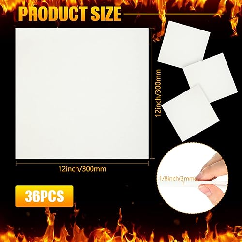 Miniatura 2 de Ctosree 36 juntas de aislamiento de papel de fibra de cerámica o revestimiento para horno, papel de horno blanco de alta temperatura, papel de
