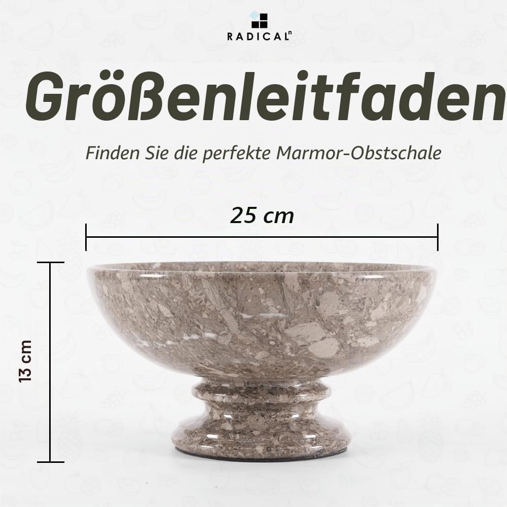 Radicaln Marmor-Obstschale Oceanic, 25,4 cm, handgefertigter Obsthalter für Küchentheke, Dekoration, Obstschale für Esstisch, Küchenzubehör, Schüsseln