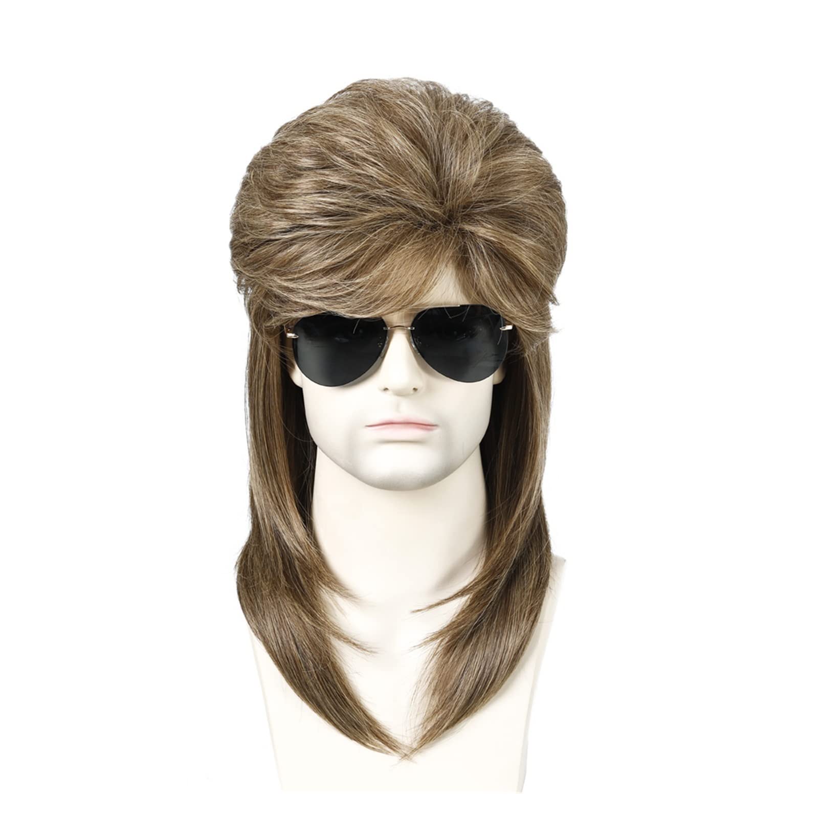 Hong Yi Fei-Shop Wigs Men 80s Black World Wig Rocker Wigs Synthetic Wigs Cosplay Costume Wig for Daily Party